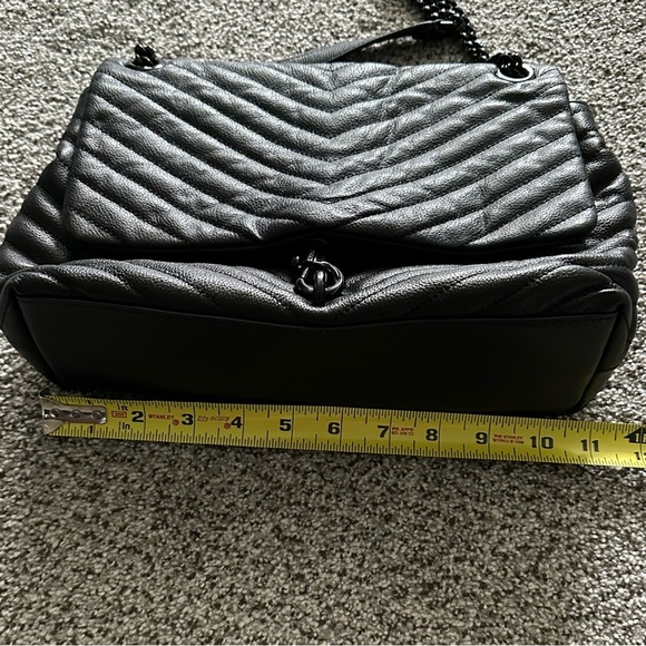 REBECCA MINKOFF Black Chains Leather Chevron Quilted Edie Bag R $298 - Picture 12 of 16